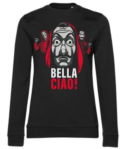 Kvinna Shirtstore | La Casa De Papel - Bella Ciao! Girly Sweatshirt Black