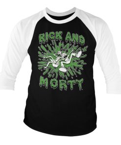 Mann Shirtstore | Rick And Morty Splash Baseball 3/4 Sleeve Tee Whiteblack