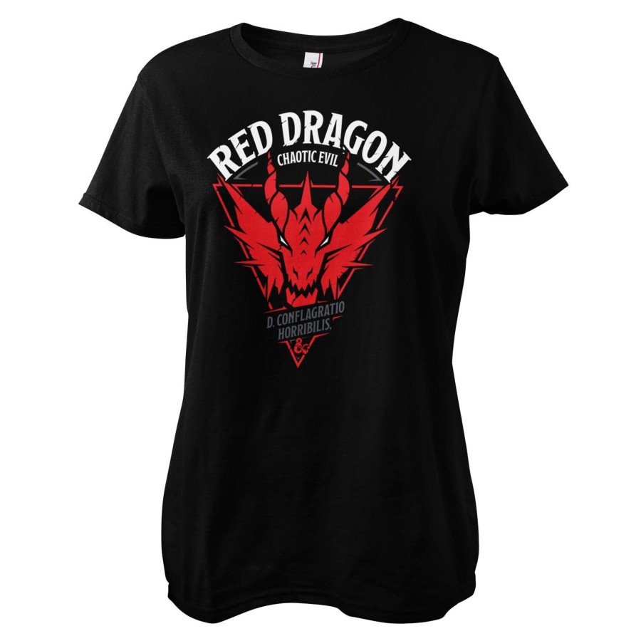 Kvinna Shirtstore | Red Dragon - Chaotic Evil Girly Tee Black