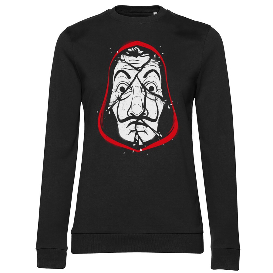 Kvinna Shirtstore | La Casa De Papel Cracked Mask Girly Sweatshirt Black