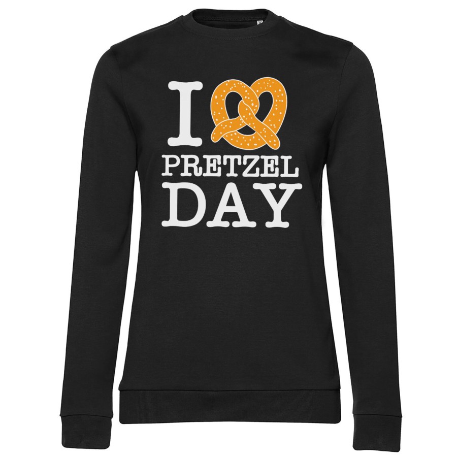 Kvinna Shirtstore | I Love Pretzel Day Girly Sweatshirt Black