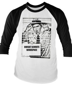 Mann Shirtstore | Dwight Schrute Workspace Baseball Long Sleeve Tee Whiteblack