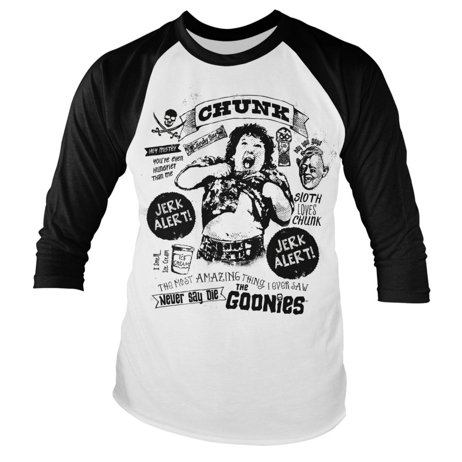 Mann Shirtstore | Goonies - Chunk Jerk Alert Baseball Long Sleeve White-Black