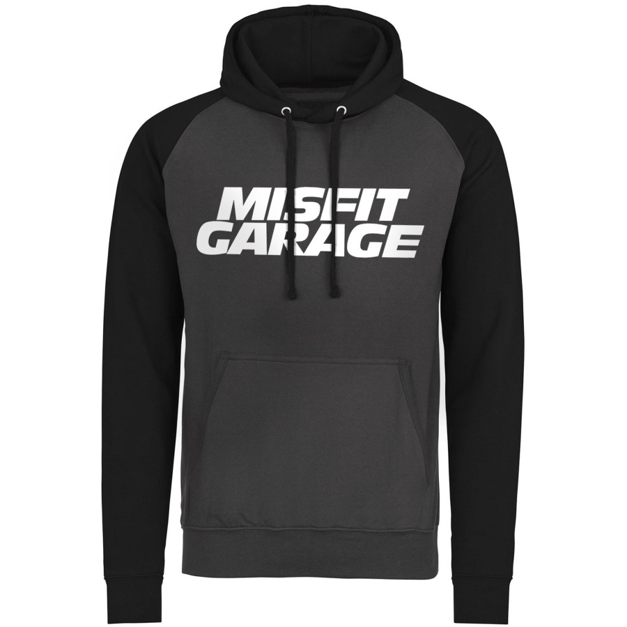 Mann Shirtstore | Misfit Garage Logo Baseball Hoodie Darkgrey-Black
