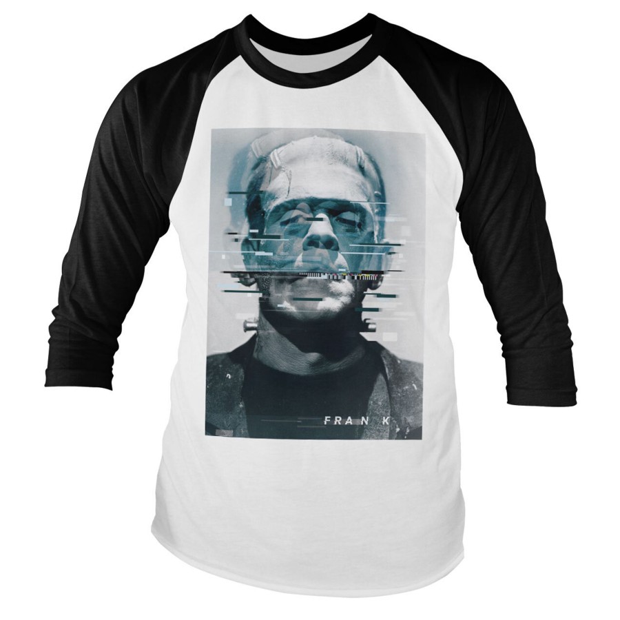 Mann Shirtstore | Frankenstein Bad Signal Baseball Long Sleeve Tee Whiteblack