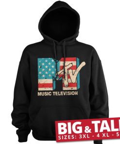 Mann Shirtstore | Mtv Distressed Usa-Flag Big & Tall Hoodie Black