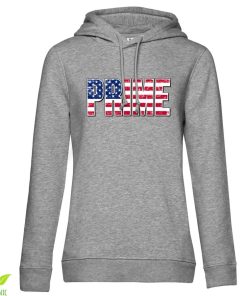 Kvinna Shirtstore | Prime Us Flag Girls Hoodie Heathergrey