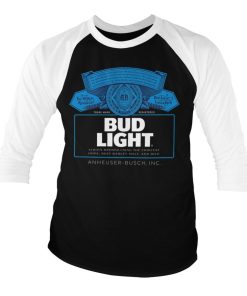 Mann Shirtstore | Bud Light Label Logo Baseball 3/4 Sleeve Tee White-Black