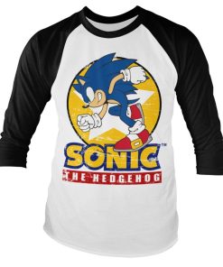 Mann Shirtstore | Fast Sonic - Sonic The Hedgehog Baseball Long Sleeve Tee White-Black