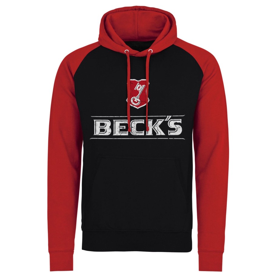 Mann Shirtstore | Beck'S Washed Logo Baseball Hoodie Black-Red