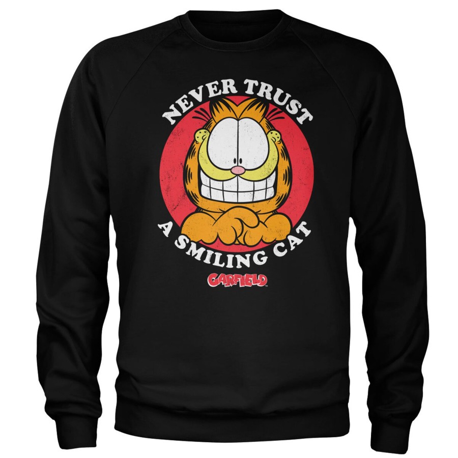 Mann Shirtstore | Garfield - Never Trust A Smiling Cat Sweatshirt Black
