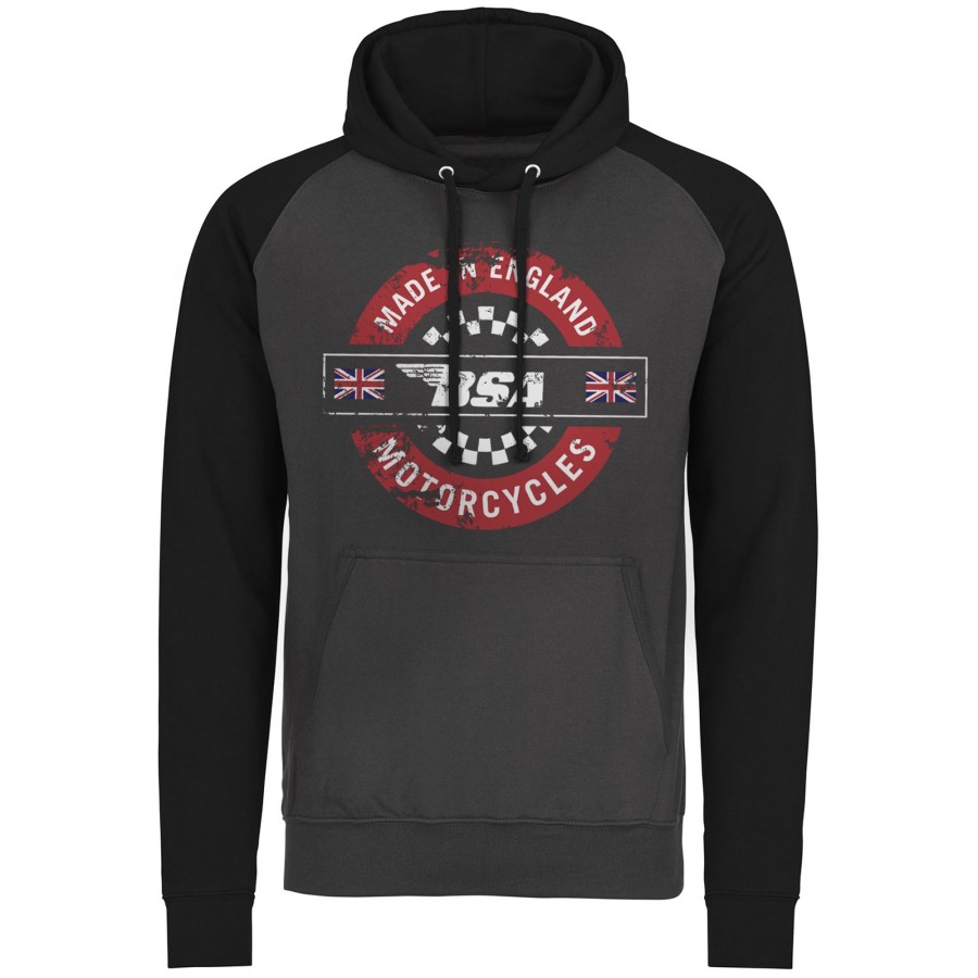Mann Shirtstore | B.S.A. - Made In England Baseball Hoodie Darkgrey-Black
