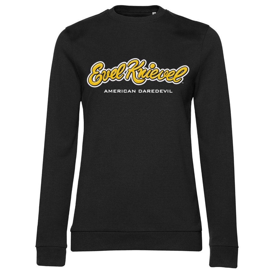 Kvinna Shirtstore | Evel Knievel Logo Girly Sweatshirt Black