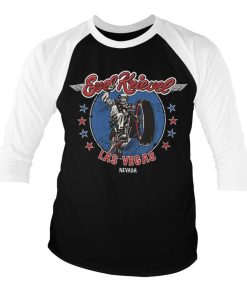 Mann Shirtstore | Evel Knievel In Las Vegas Baseball 3/4 Sleeve Tee Whiteblack