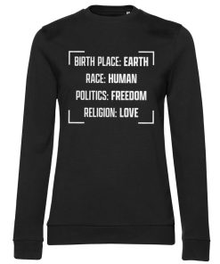 Kvinna Shirtstore | Birthplace - Earth Girly Sweatshirt Black