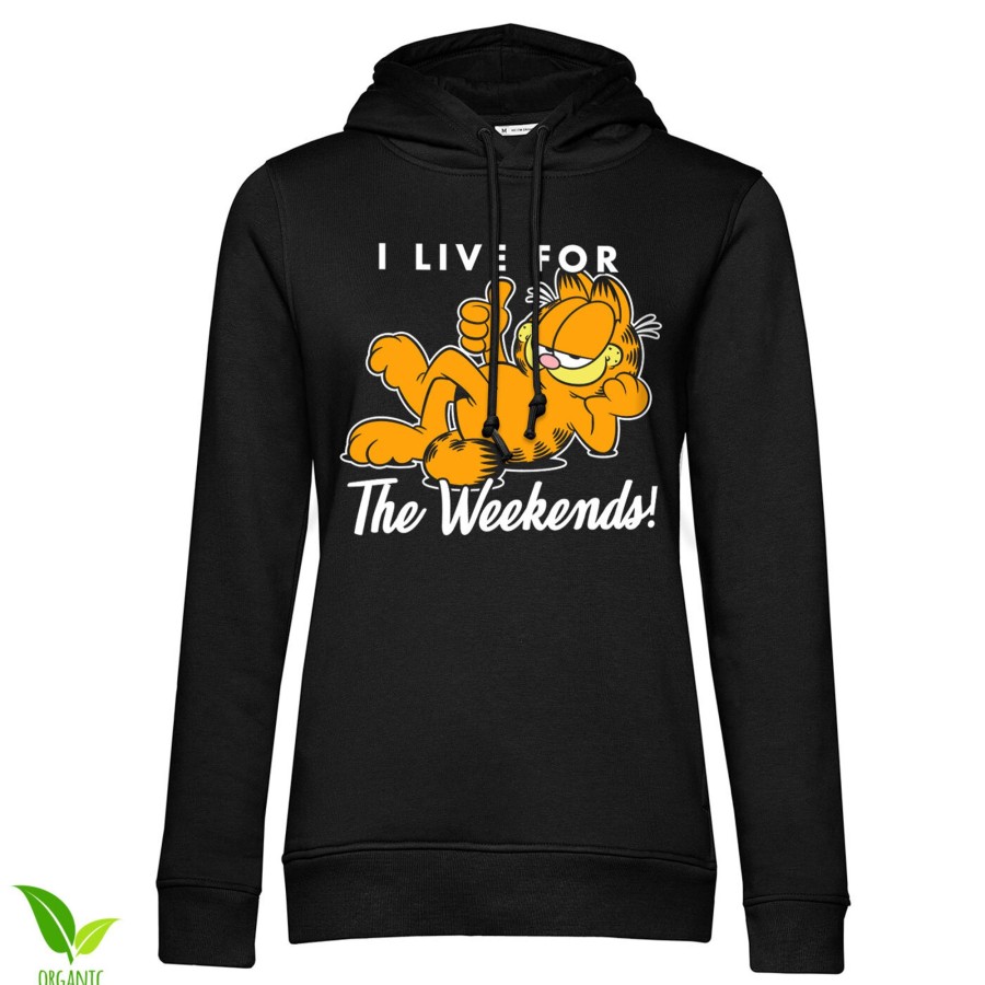 Kvinna Shirtstore | Garfield - Live For The Weekend Girly Hoodie Black