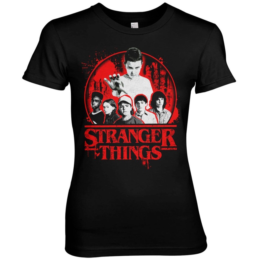 Kvinna Shirtstore | Stranger Things Distressed Girly Tee Black