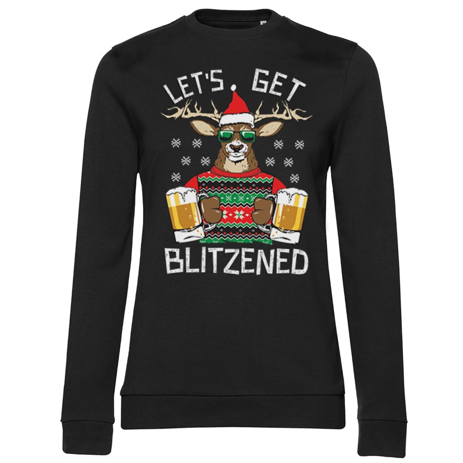 Kvinna Shirtstore | Let'S Get Blitzened Girly Sweatshirt Black