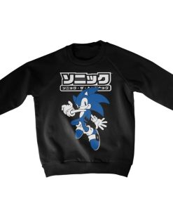 Barn Shirtstore | Sonic The Hedgehog Japanese Logo Kids Sweatshirt Black