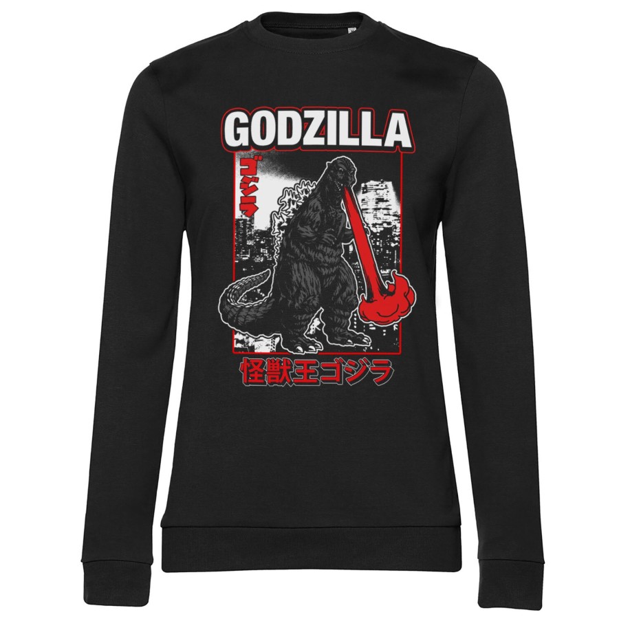 Kvinna Shirtstore | Godzilla - Atomic Breath Girly Sweatshirt Black