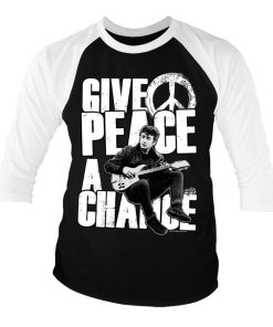 Mann Shirtstore | John Lennon - Give Peace A Chance Baseball 3/4 Sleeve Tee White-Black