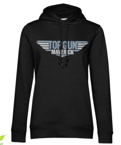 Kvinna Shirtstore | Top Gun Maverick Distressed Logo Girls Hoodie Black