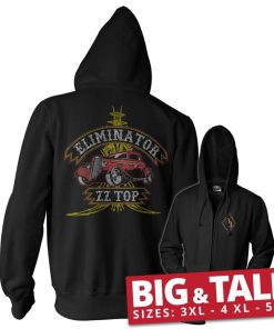 Mann Shirtstore | Zz Top - Pinstripe Eliminator 83 Big & Tall Zipped Hoodie Black
