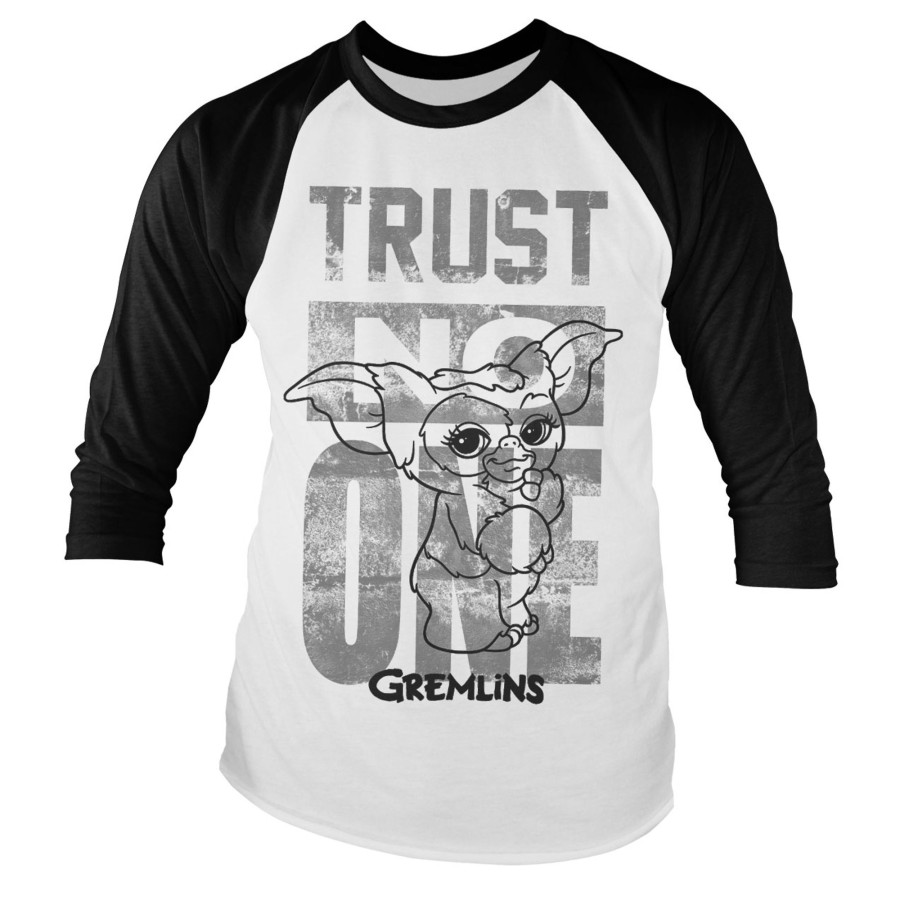 Mann Shirtstore | Gremlins - Trust No One Baseball Long Sleeve White-Black