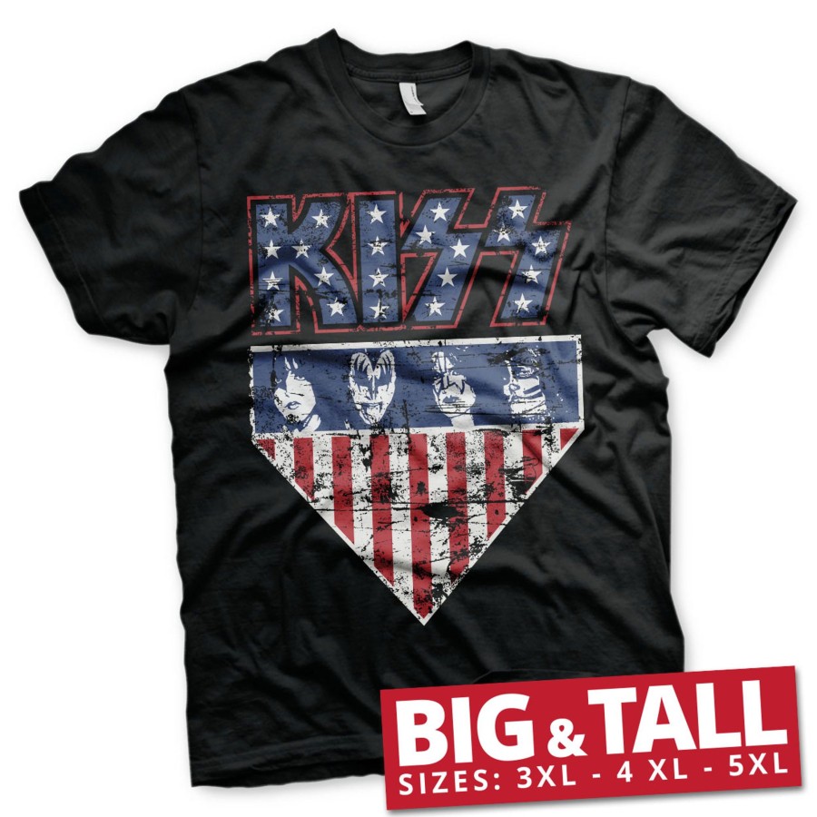 Mann Shirtstore | Kiss Stars & Stripes Big & Tall T-Shirt Black
