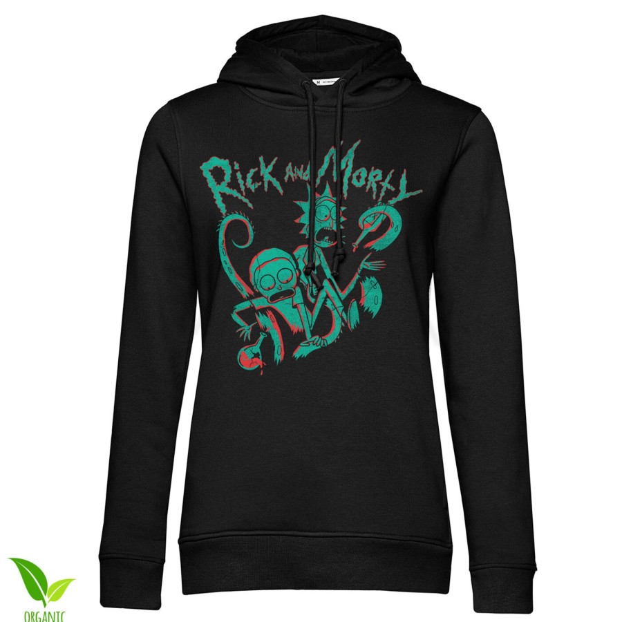 Kvinna Shirtstore | Rick And Morty Duotone Girls Hoodie Black