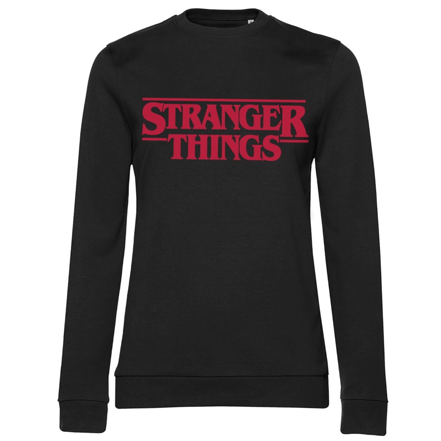 Kvinna Shirtstore | Stranger Things Logo Girly Sweatshirt Black