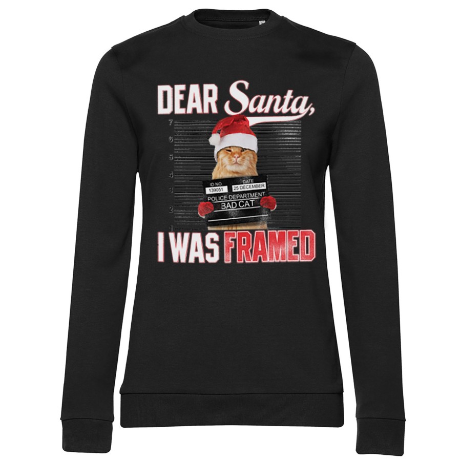 Kvinna Shirtstore | Dear Santa - I Was Framed Girly Sweatshirt Black
