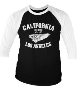 Mann Shirtstore | Route 66 California Baseball 3/4 Sleeve Tee White-Black