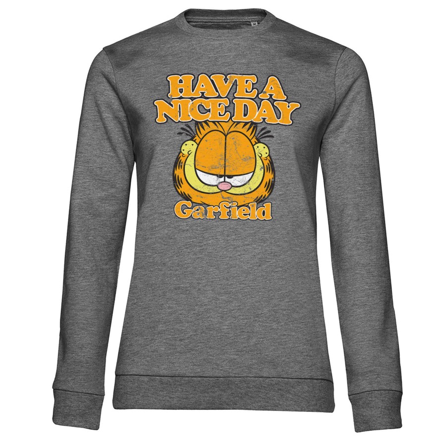 Kvinna Shirtstore | Garfield - Have A Nice Day Girly Sweatshirt Mediumheathergrey