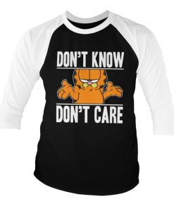 Mann Shirtstore | Garfield Don'T Know - Don'T Care Baseball 3/4 Sleeve Tee Whiteblack