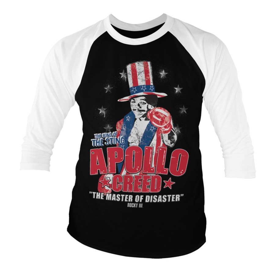 Mann Shirtstore | Rocky - Apollo Creed Baseball 3/4 Sleeve Tee White-Black