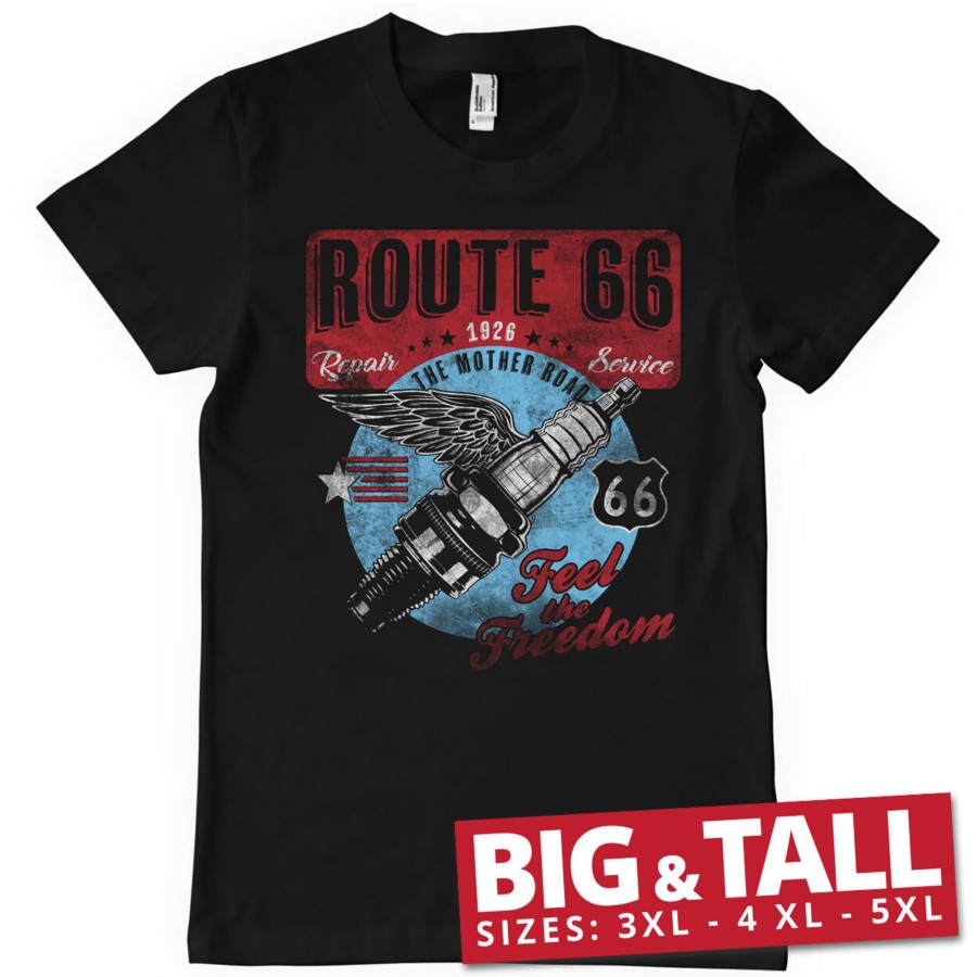 Mann Shirtstore | Route 66 Vintage Spark Big & Tall T-Shirt Black