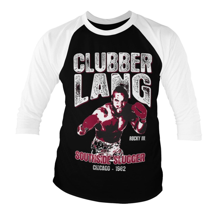 Mann Shirtstore | Rocky - Clubber Lang Baseball 3/4 Sleeve Tee White-Black