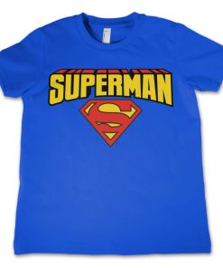 Barn Shirtstore | Superman Blockletter Logo Kids T-Shirt Blue