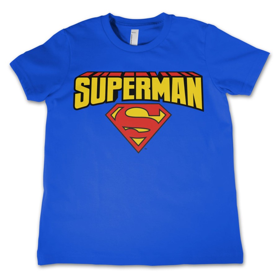 Barn Shirtstore | Superman Blockletter Logo Kids T-Shirt Blue