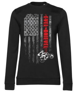 Kvinna Shirtstore | Evel Knievel Flag Girly Sweatshirt Black