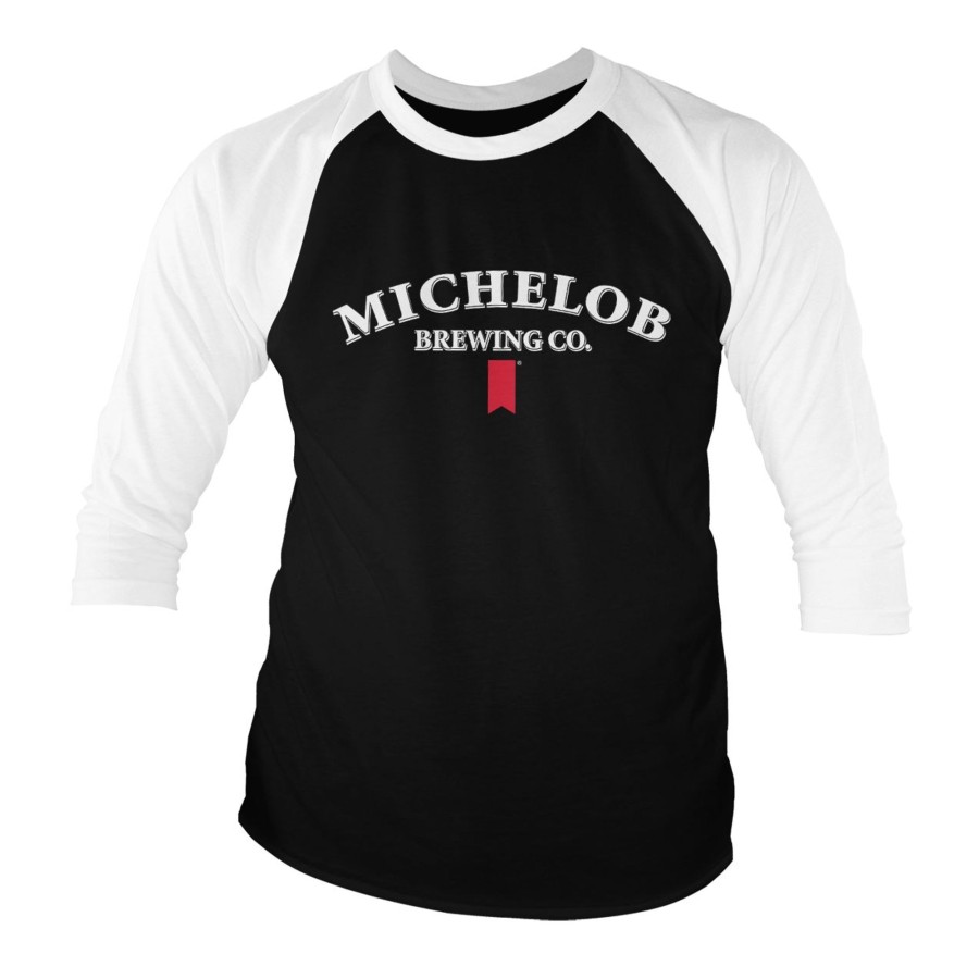 Mann Shirtstore | Michelob Brewing Co. Baseball 3/4 Sleeve Tee White-Black