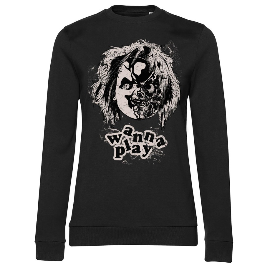 Kvinna Shirtstore | Chucky - Wanna Play Girly Sweatshirt Black