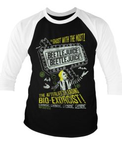 Mann Shirtstore | Beetlejuice - The Afterlife'S Leading Bio-Exorcist Baseball 3/4 Sleeve Tee White-Black