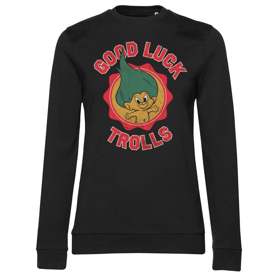 Kvinna Shirtstore | Good Luck Trolls Girly Sweatshirt Black