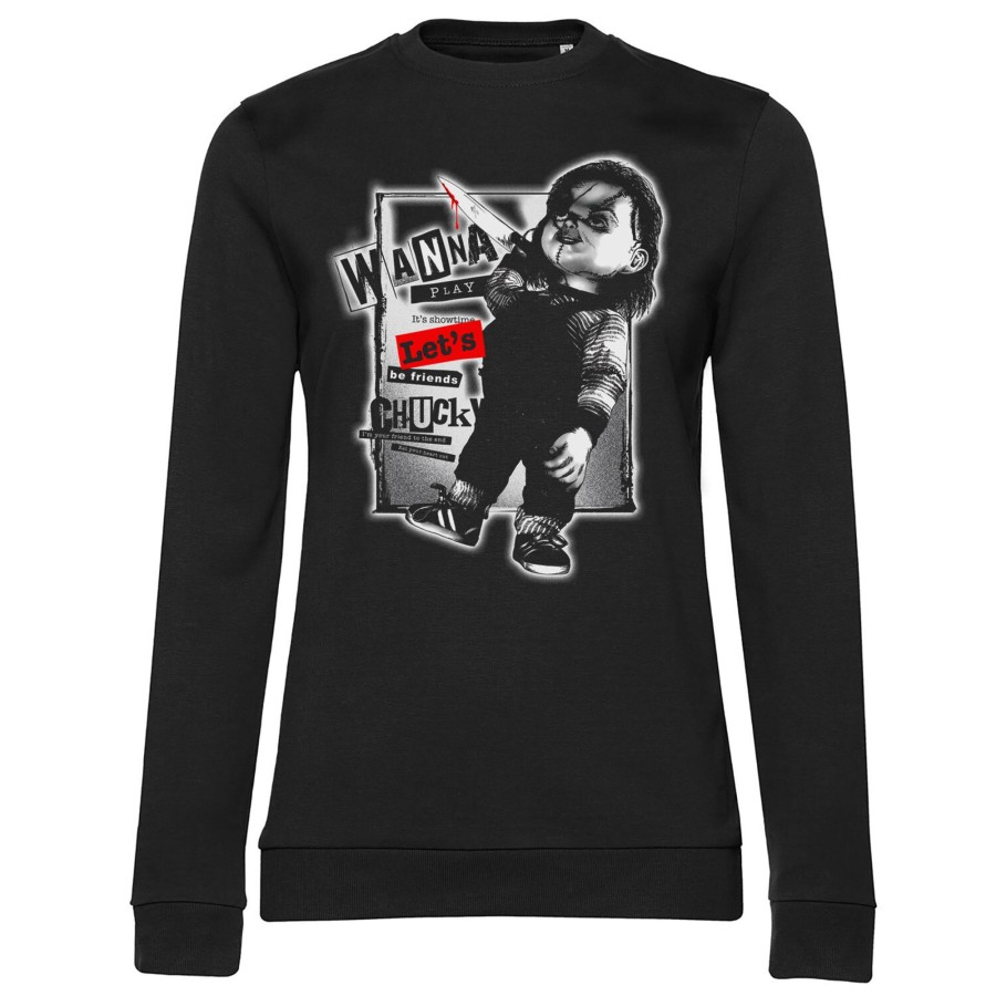 Kvinna Shirtstore | Chucky - Let'S Be Friends Girly Sweatshirt Black