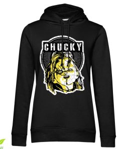 Kvinna Shirtstore | Cracked Chucky Girls Hoodie Black