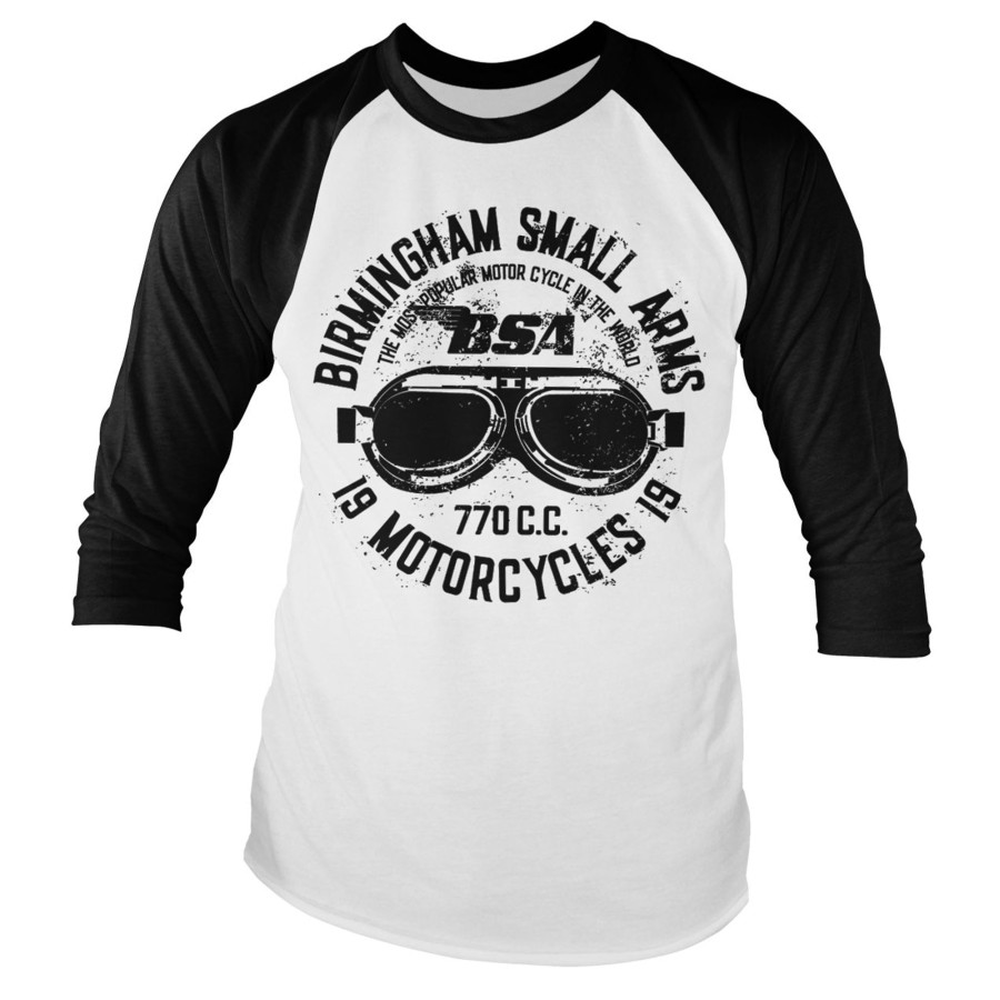 Mann Shirtstore | Birmingham Small Arms Goggles Baseball Long Sleeve Tee White-Black