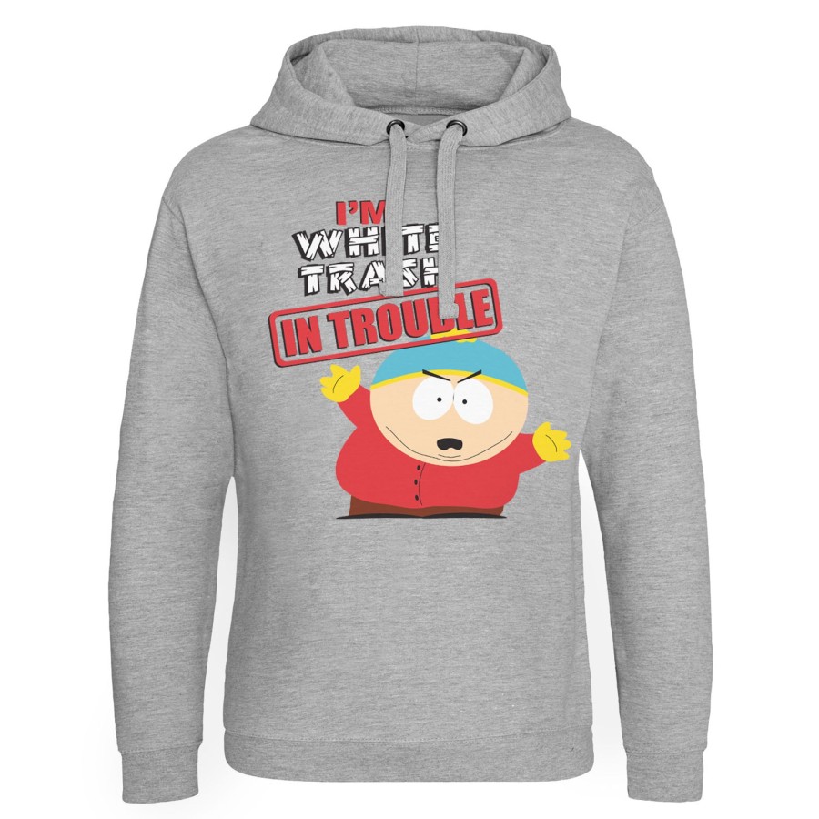 Mann Shirtstore | South Park - I'M White Trash In Trouble Epic Hoodie Heather-Grey