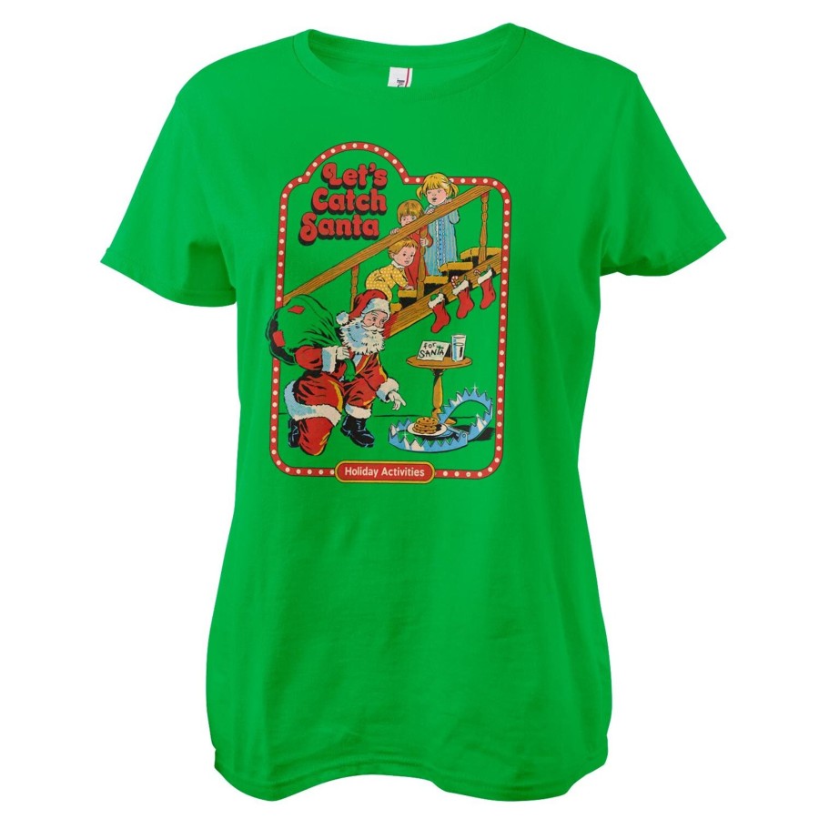 Kvinna Shirtstore | Let'S Catch Santa Girly Tee Green